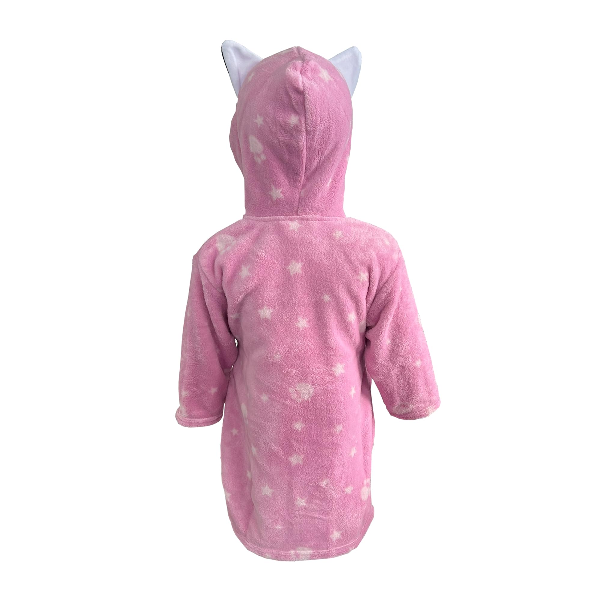 OMYDREAM Gabby Et La Maison Magique Robe de Chambre Fille | Polaire Douce | Chaude & Confortable | Capuche | Broderie Cœur | Oeko-TEX | Rose