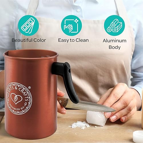 Miniatura 6 de Hearts & Crafts Ollas de velas, 64 onzas, olla de fusión de cera de velas, olla de vertido de aluminio para 4 libras, cera derretida, color cobre,