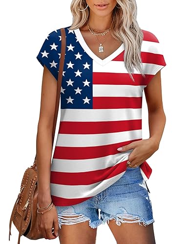 Sampeel Womens Summer Tops 2026 Cap Sleeve Trendy V Neck