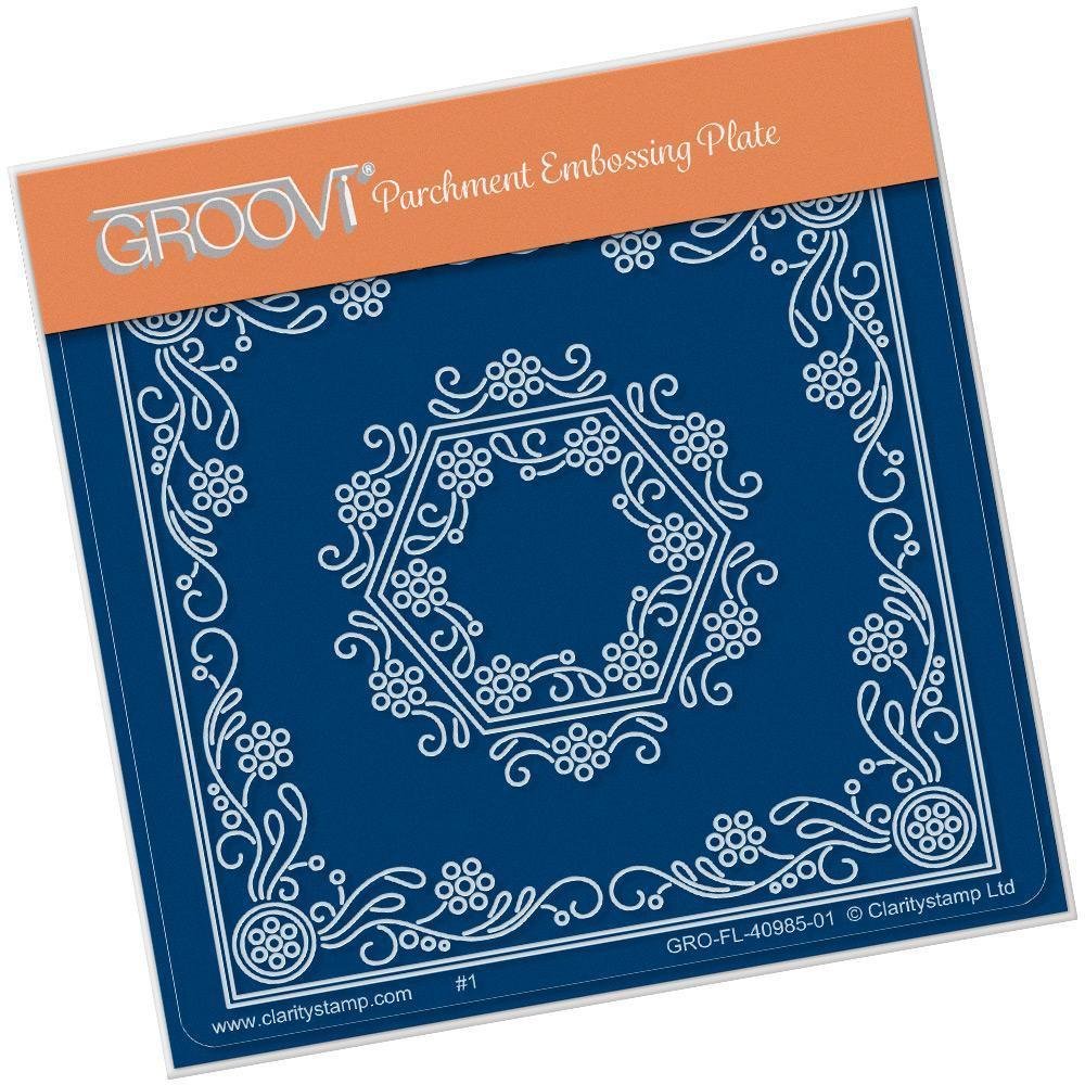 Clarity Stamps Groovi Parchment Embossing Tina's Hexagon Flower Parchlet - A6 Square