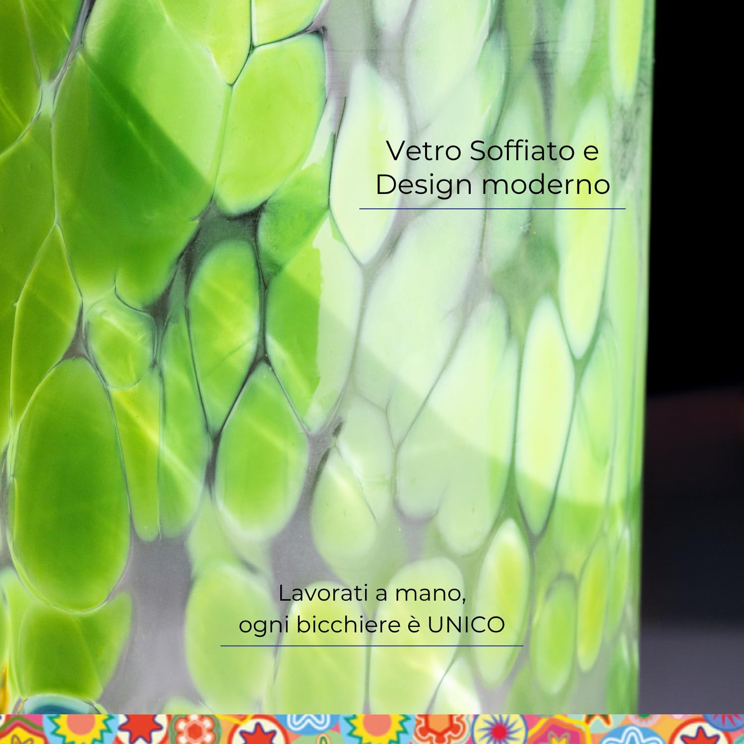 Gocce di Murano Arcobaleno Pioggia - 6 vasos de agua elaborados según la tradición de los artesanos de Murano, vidrio soplado y trabajado a mano, 300 ml