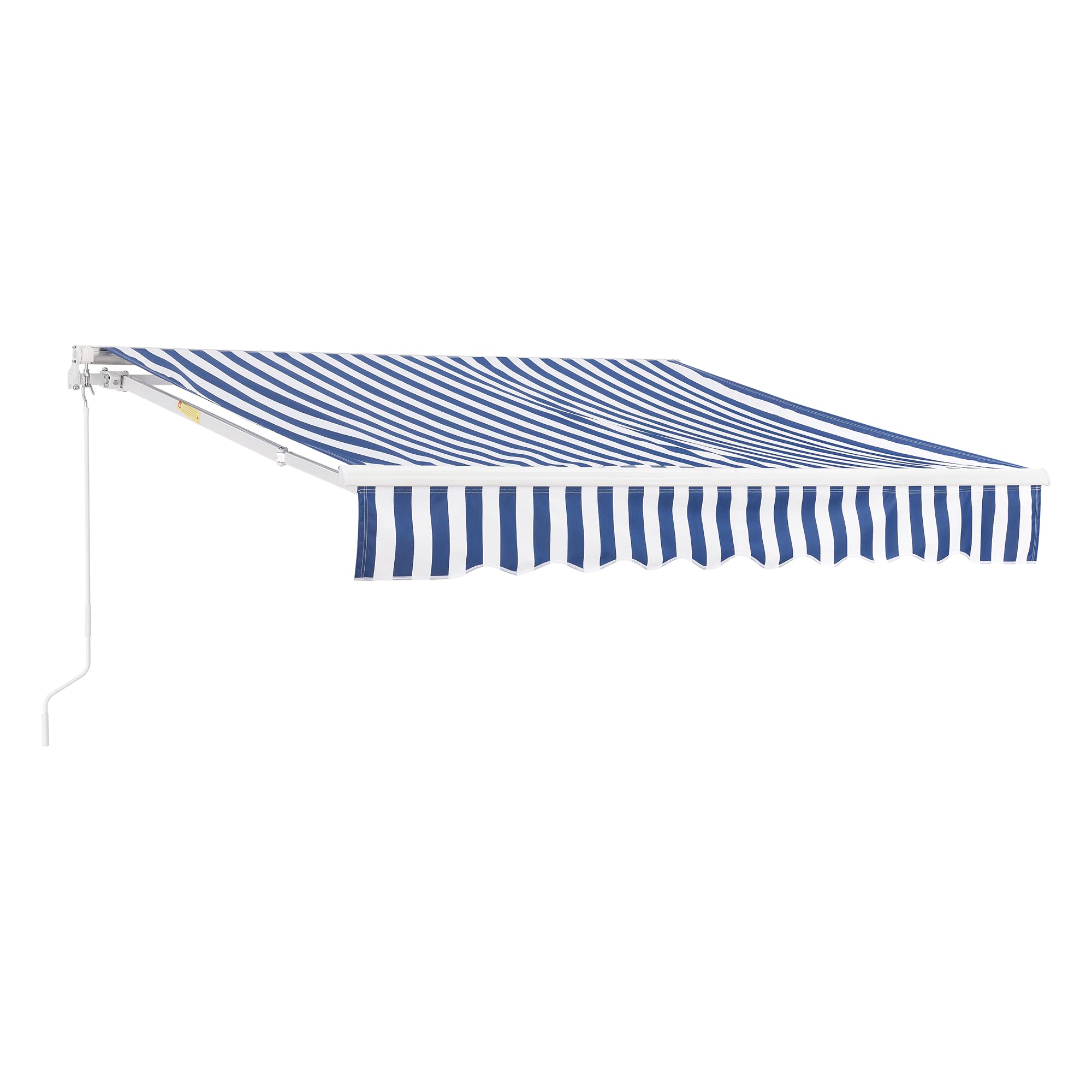 [en.​casa] Toldo Impermeable Exterior Bitonto Toldo Articulado con Armazón y Brazo Extraíble Retráctil Manual y Enrollable con Manivela Parasol para Terraza Balcón Patio 350 x 250 cm - Azul/​Blanco