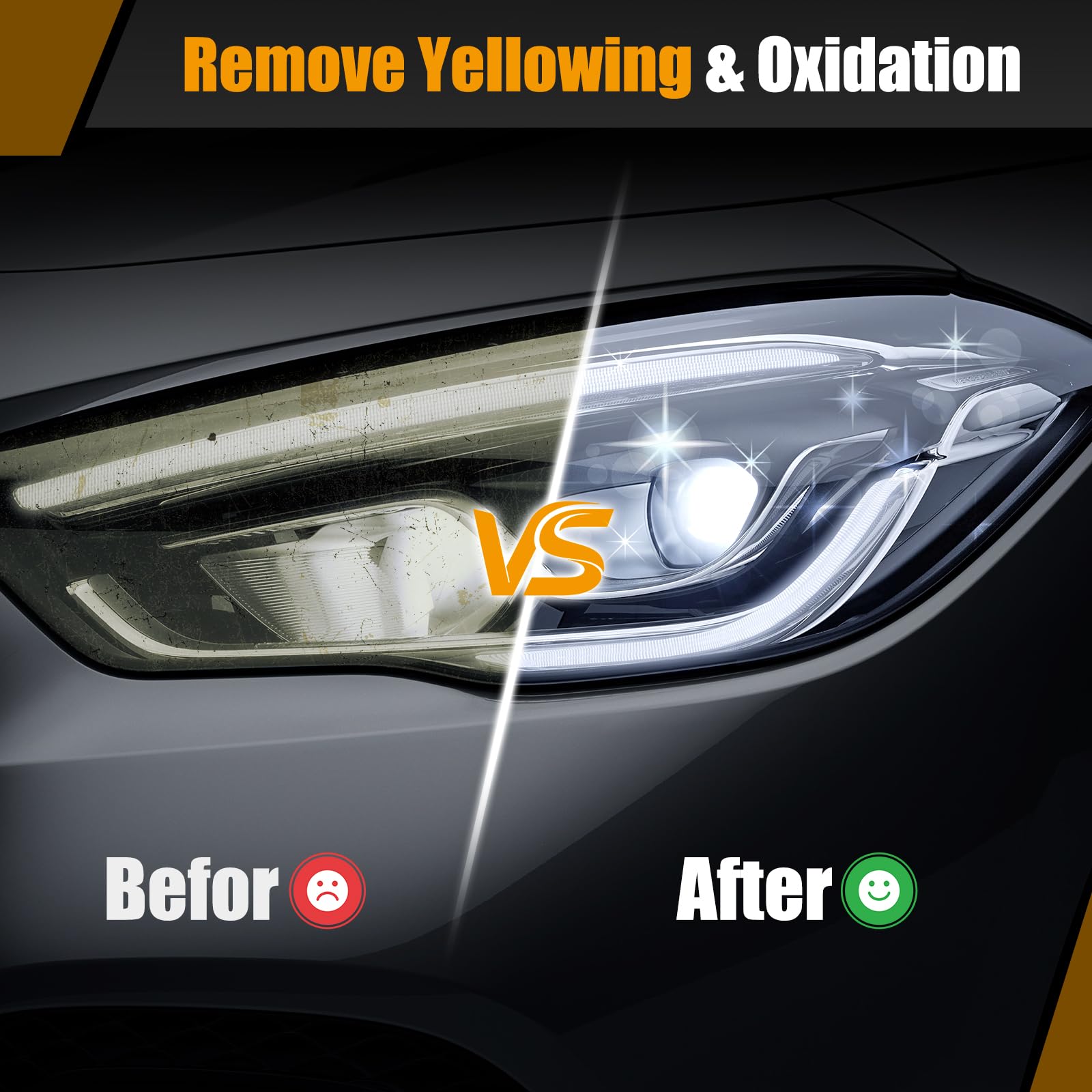 Brlipzrn Car Headlight Restoration Kit, Ceramic Headlight Restoration Kit, No Power Tools Required, Headlight Cleaner and Restorer Kit, Headlight Cleaner, Headlight Restoration Spray — view 3