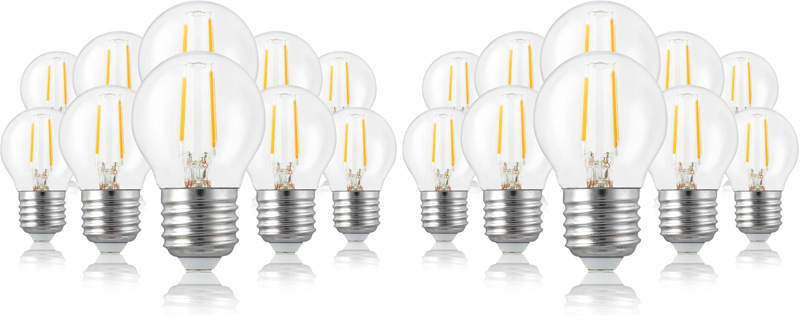 hellum 10 x E27 LED Lampe mit 2,5W ersetzt 25W Glühlampe, Mini Globe 250lm 2700K E27 Vintage warmweiß klar 209105 (Packung mit 2)