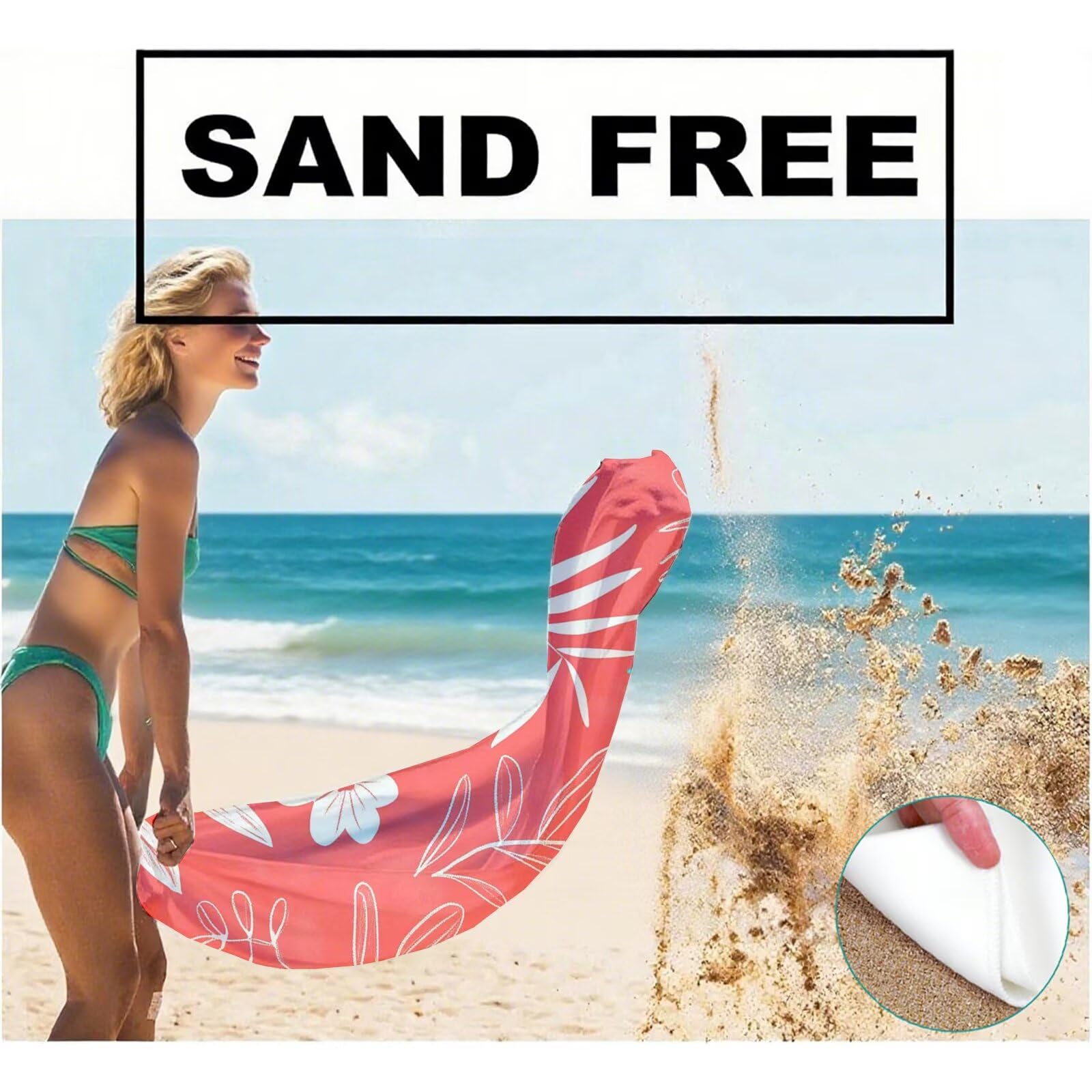 Toallas de Playa Microfibra Hoja Toalla Playa Grande 100x180 cm Mujer Hombre Secado Rápido Absorbente Toallas Gimnasio Suave Sin Arena Ligera Toalla Microfibra para Playas Piscina Viajes Camping Q-360