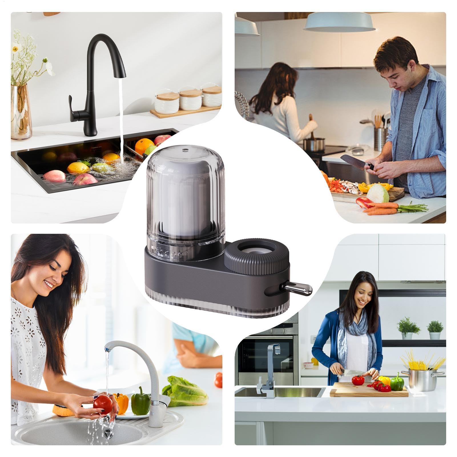 Depuratore d'acqua per rubinetto, filtri per l'acqua con montaggio su | rubinetto, Purificatore per rubinetto naturale ad alta efficienza, da cucina regolabili con filtro composito a sette