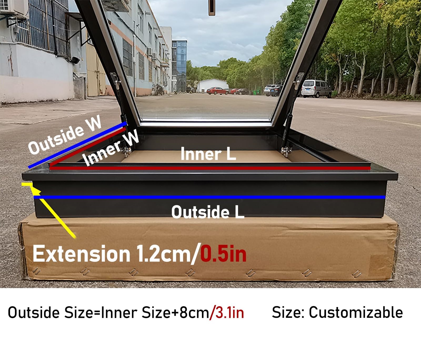 Trampilla de Suelo Ventana de acceso al techo, claraboya de salida de aluminio resistente con vidrio templado de doble capa, claraboya de instalación de cubierta de ventilación manual para pasillo, lo