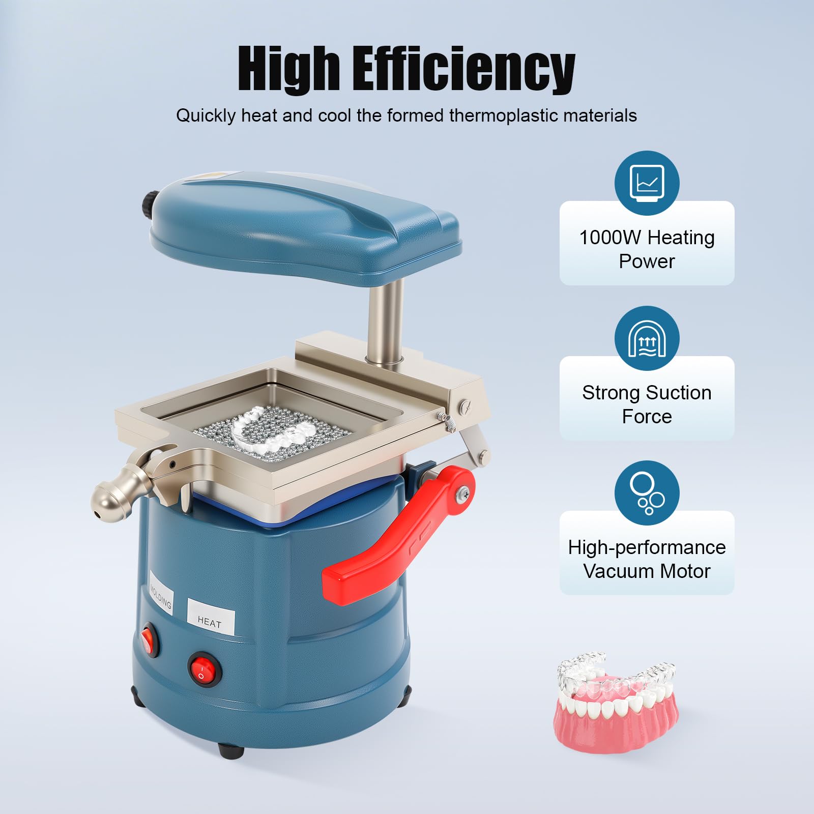 Maszyna do formowania próżniowego dentystycznego, 220 V, 800 W, parametry laboratoryjne, termoformowanie, wyposażenie silnika, regulowany materiał do pielęgnacji zębów części formowanej