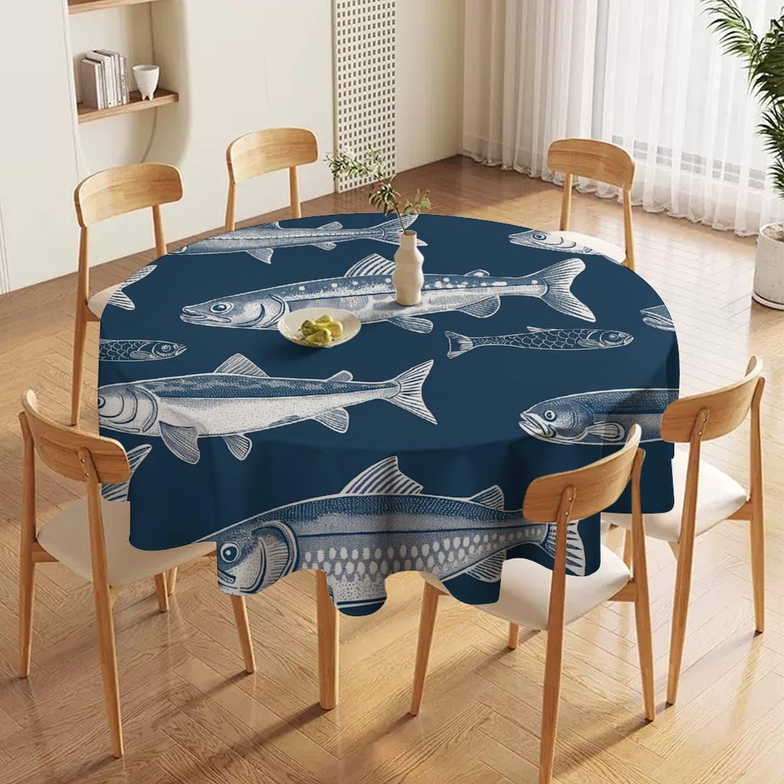 ORDOBO 3D Print Round Tablecloth - Pink Flowers Round Countertop Decoration Cover Waterproof Wipeable Dust-Proof For Kitchen Dining Home 177X177Cm
