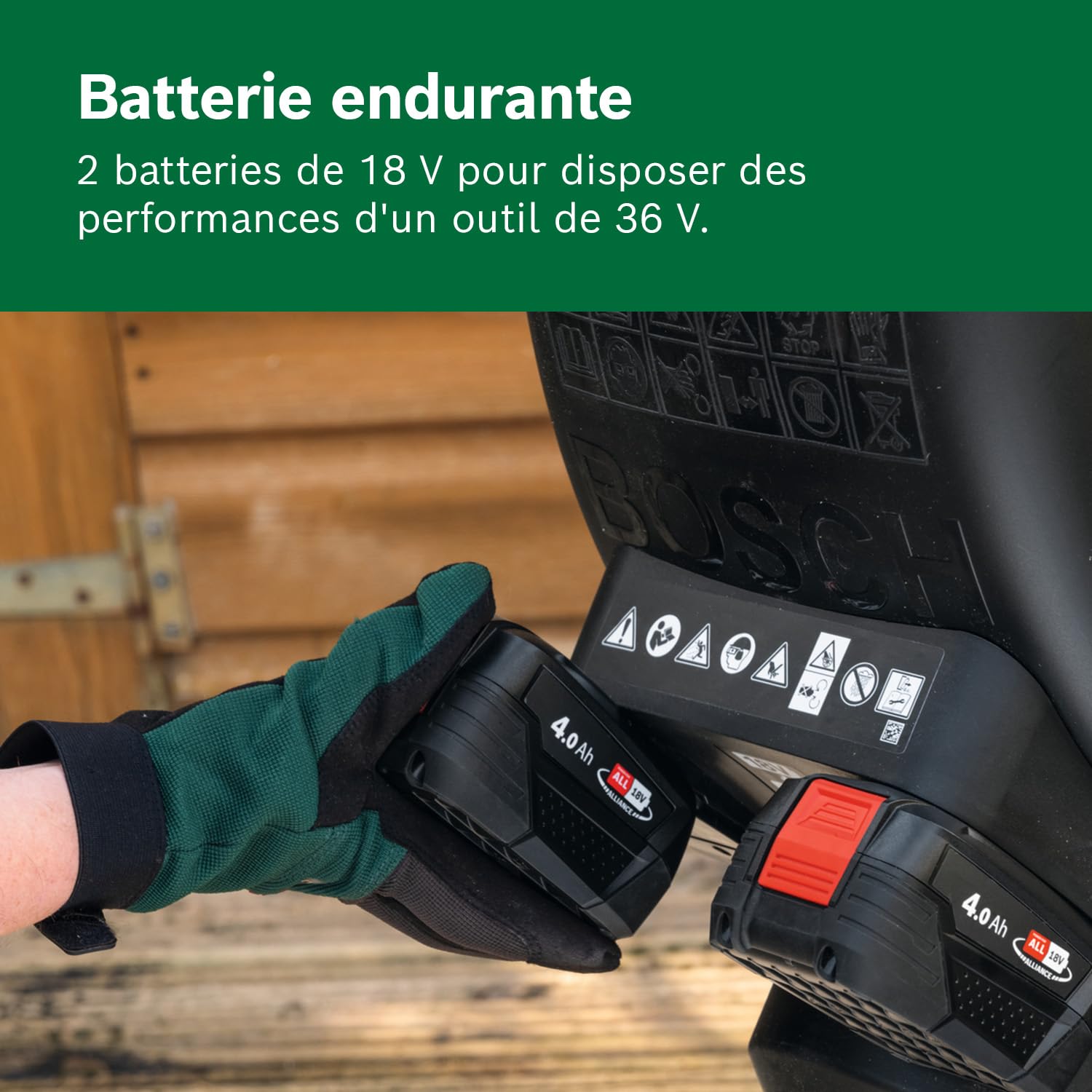Bosch Broyeur sans fil UniversalShredder 2x18V-25 (lames réversibles, coupe des branches jusqu’à 25 mm, moteur Brushless, avec 2 batteries 18V 4.0Ah, 28 l Sac de collecte, chargeur)