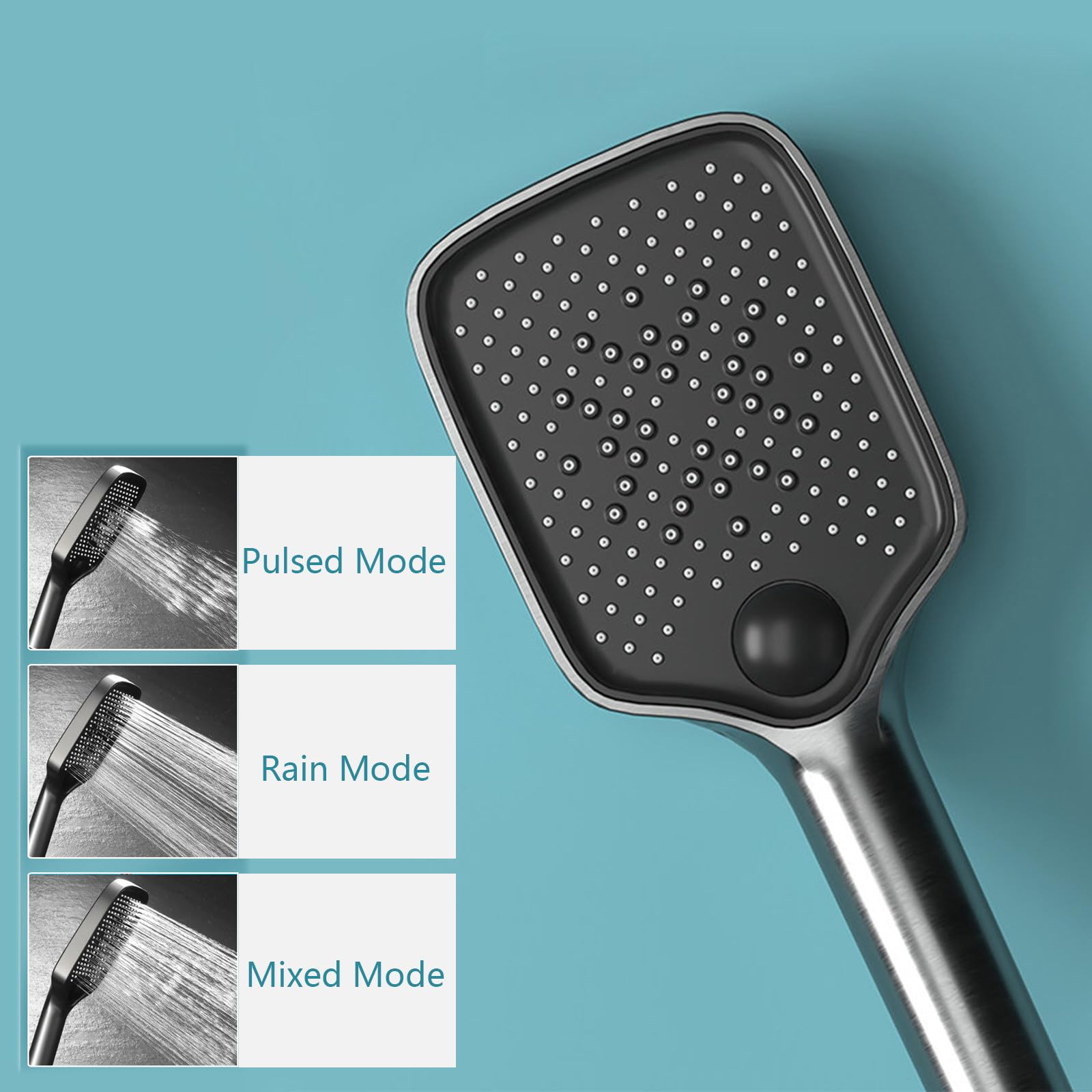 Sistema Doccia termostatico, Set Tasti Pianoforte con soffione a Pioggia, doccetta, beccuccio per Vasca e doccetta per Bidet, Display Digitale, Miscelatore in Ottone (Cromo)