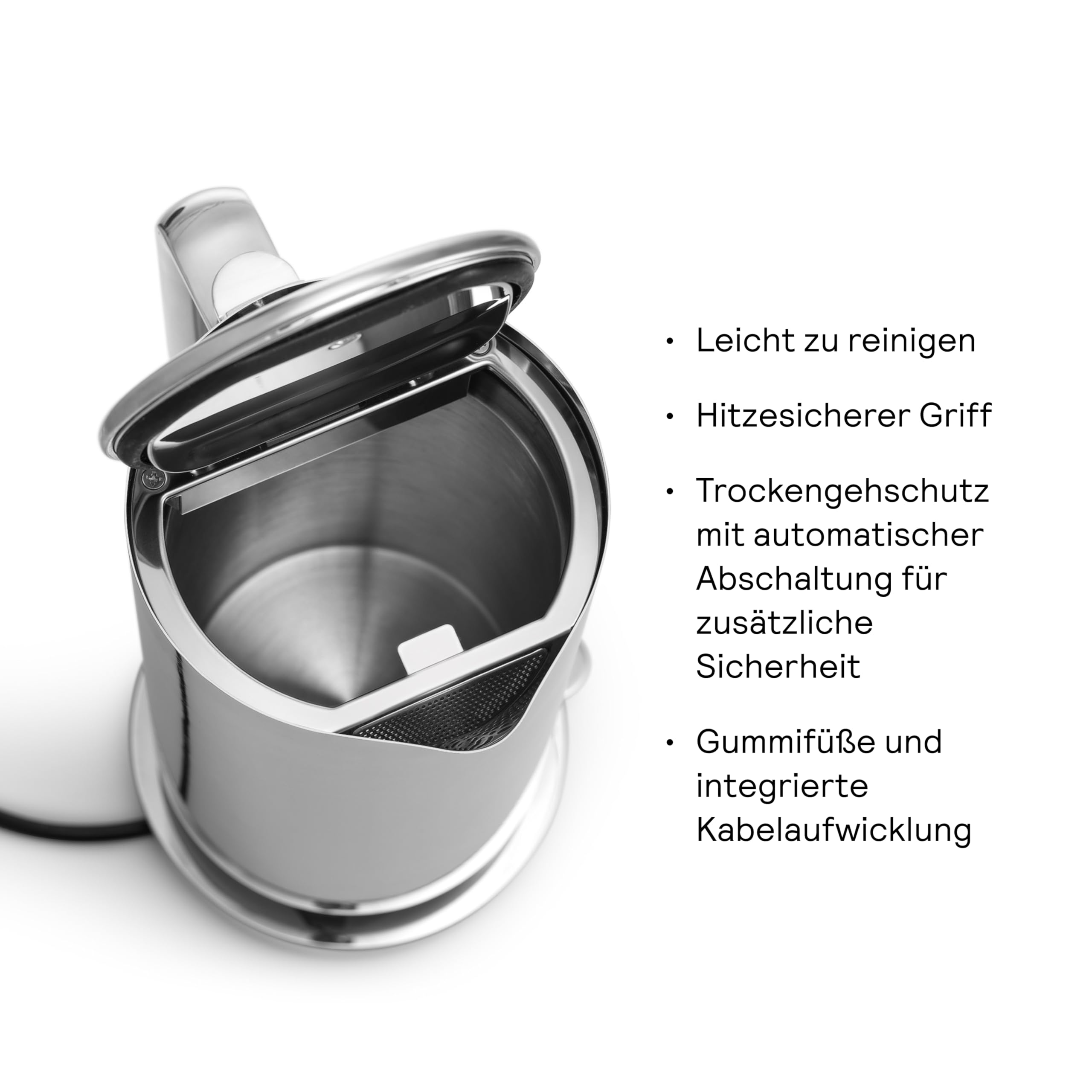 Aarke Wasserkocher aus Edelstahl mit mehreren Temperatureinstellungen, 360° drehbarem Sockel, leisem Kochvorgang und tropffreiem Ausgießer, Fassungsvermögen von 1,2 Litern (Steel)