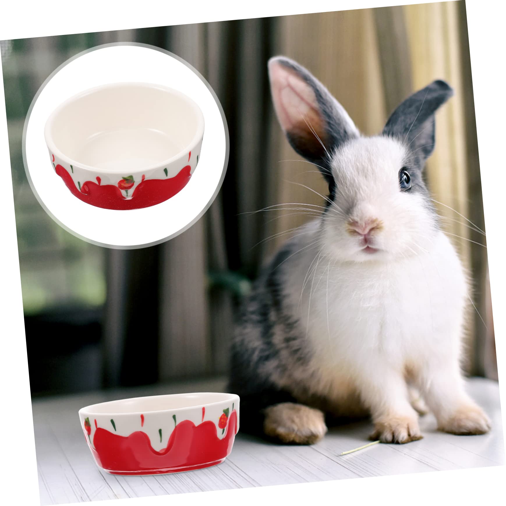 Mikikit 1Pc Ceramic Guinea Pig Bowl Sturdy Small Feeder for Hamsters Chinchillas Rabbits Smooth Durable Design Tipping Spilling for Feeding Watering