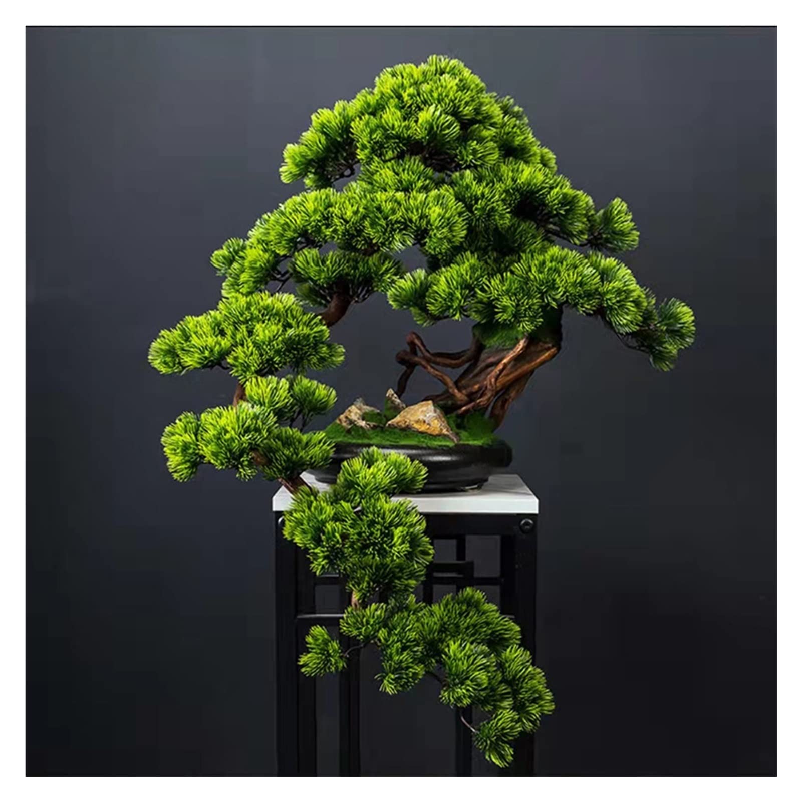 ULTRAWAVE Faux Tree Home Dector Simulated Welcome Pine Bonsai Decoration Living Room Fake Tree Potted Plant Ornaments Artificial Scenery Aesthetic Faux Plants Indoor(C)