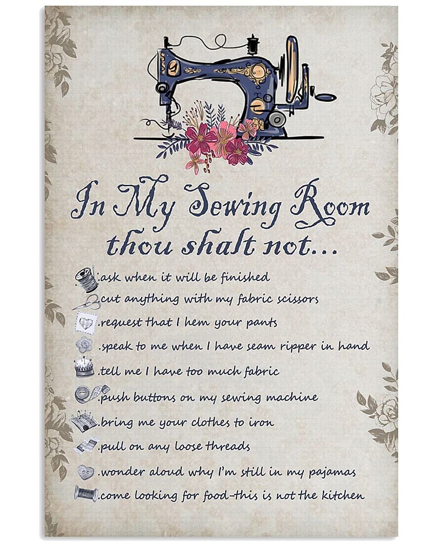 Sewing in My Sewing Room Thou Shalt Not Poster Wall Home Decor, Vintage