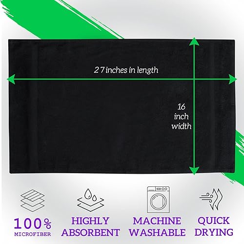 Miniatura 6 de GREEN LIFESTYLE Paquete de 24 toallas de microfibra negra a granel, calidad de spa premium, súper suaves y absorbentes, para gimnasio, piscina, spa,