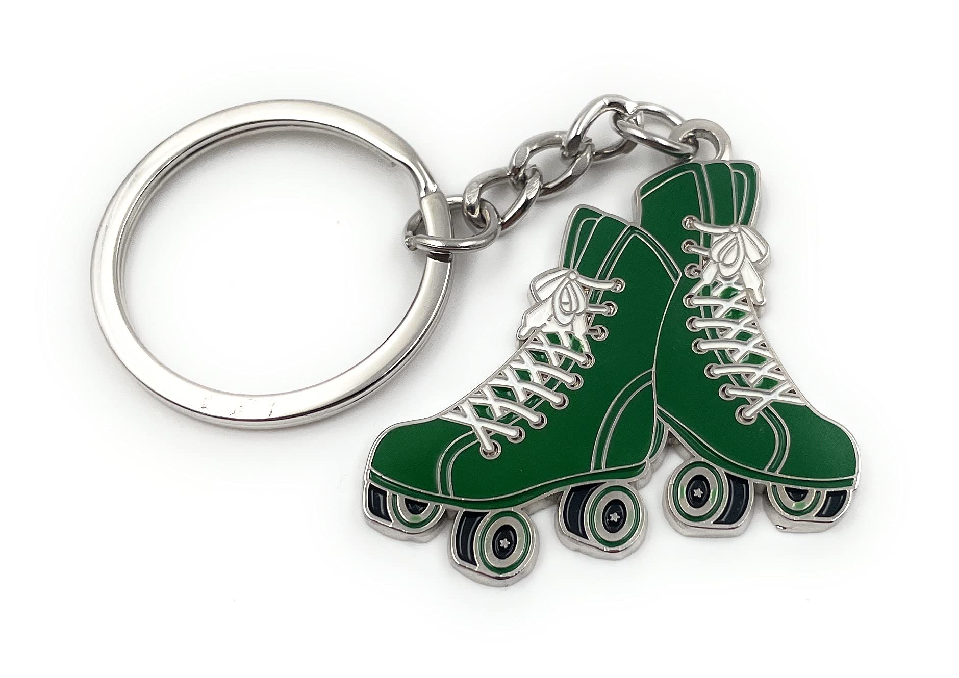 Onwomania Unisex Green Roller Skate Inline Roller Lucky Charm Keyring In Aluminium Gift Box, Ideal As A Gift, One Size