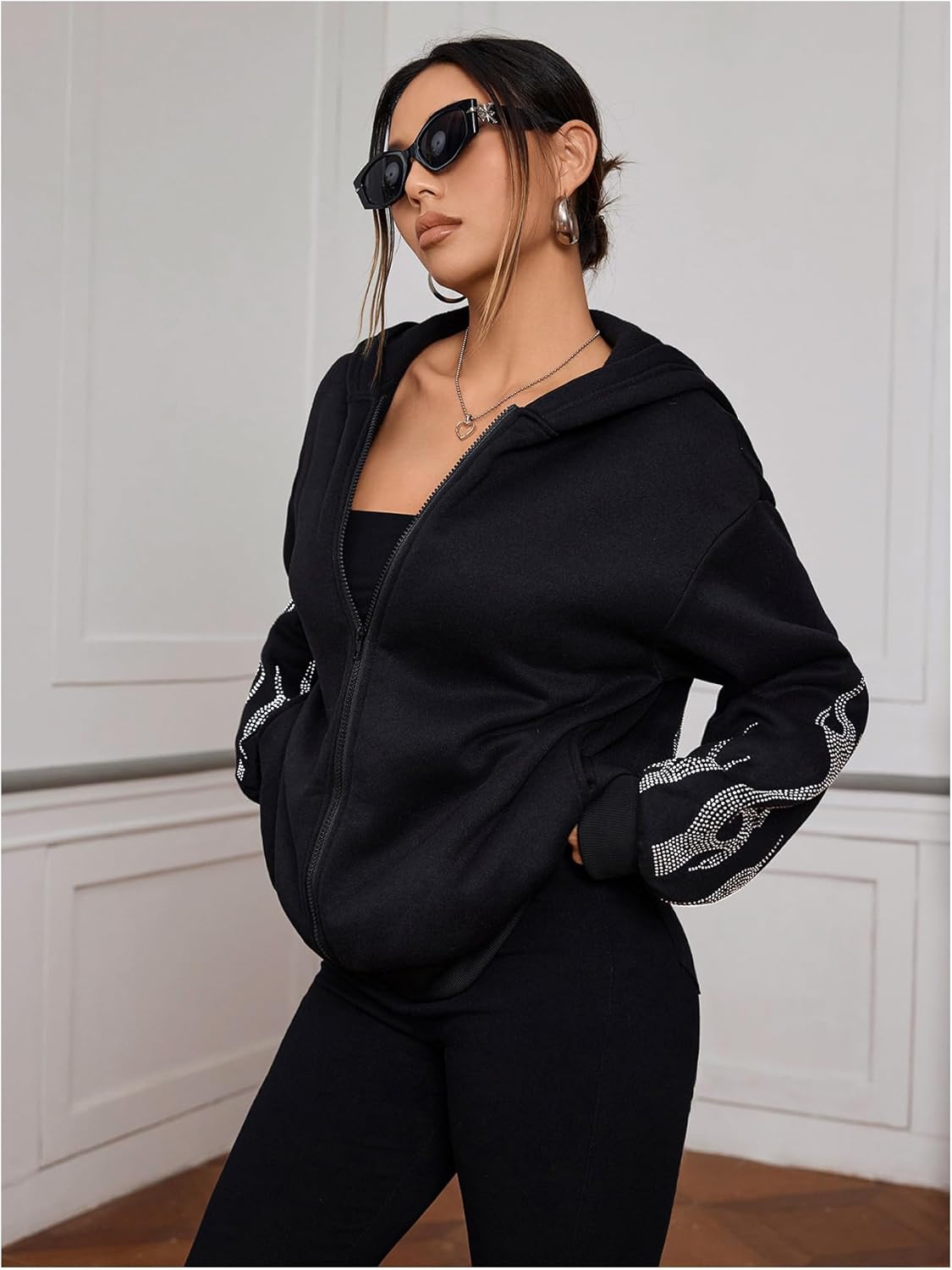 SOLY HUX Womens Zip Up Hoodie Y2k Graphic Oversized Sweatshirt Long Sleeve Jackets Fall Outfits - Image 3