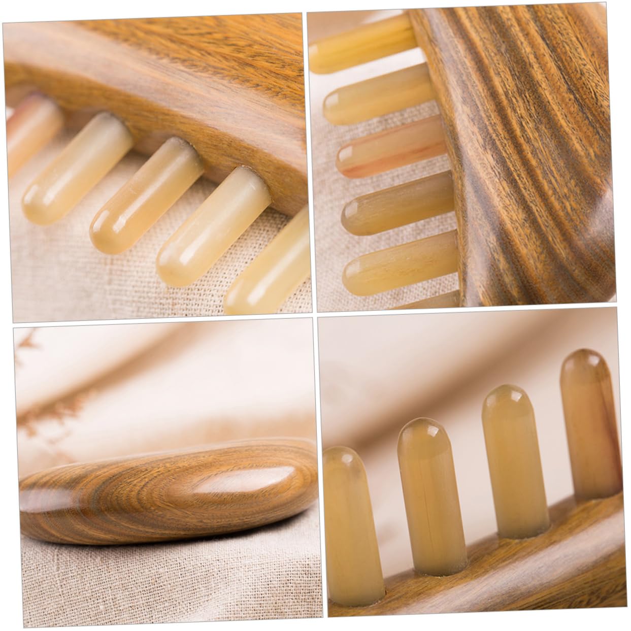 VICASKY Peine de Peine de Cuerno de Búfalo Dientes Anchos para Cabello Liso Peinado Baño