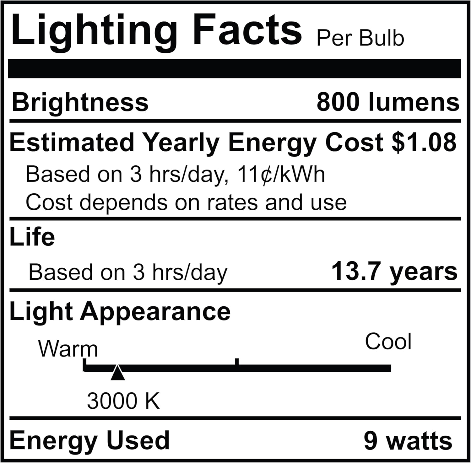 Bulbrite 776400 - LED9A19/30K-18K/WMDM/FIL/M Color Temperature Selectable LED Light Bulb