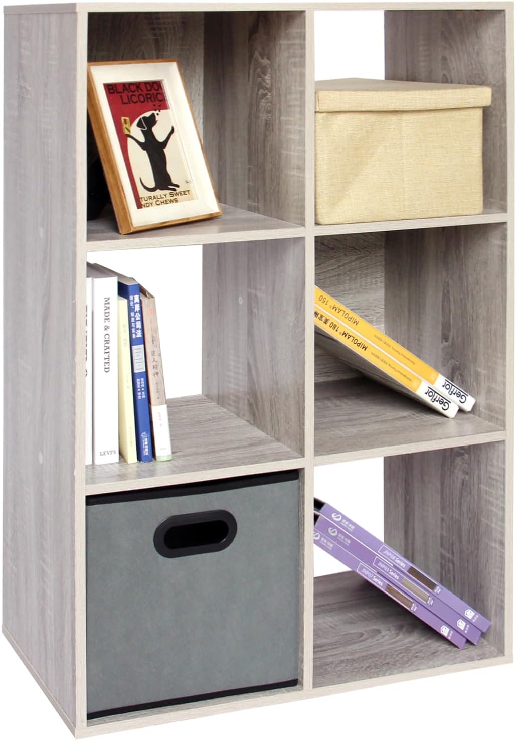 PACHIRA E-Commerce6 Cube Storage Organizer, Unit Shelf, Closet Cabinet, Bookshelf File Organizer Rack in Living Room, Bedroom, Study Oak Grey