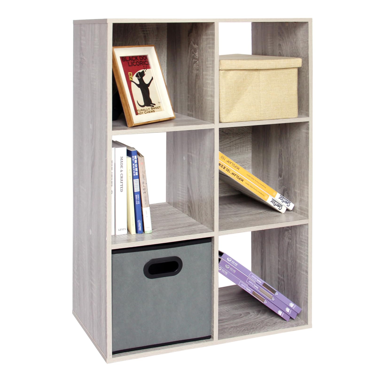 PACHIRA E-Commerce6 Cube Storage Organizer, Unit Shelf, Closet Cabinet, Bookshelf File Organizer Rack in Living Room, Bedroom, Study Oak Grey