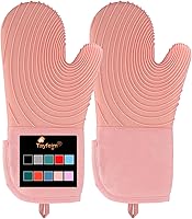 Vista 13 de Manoplas de horno de silicona, resistentes al calor, 500 °F, agarre duradero, antideslizante, manoplas de horno para cocina, resistentes al calor