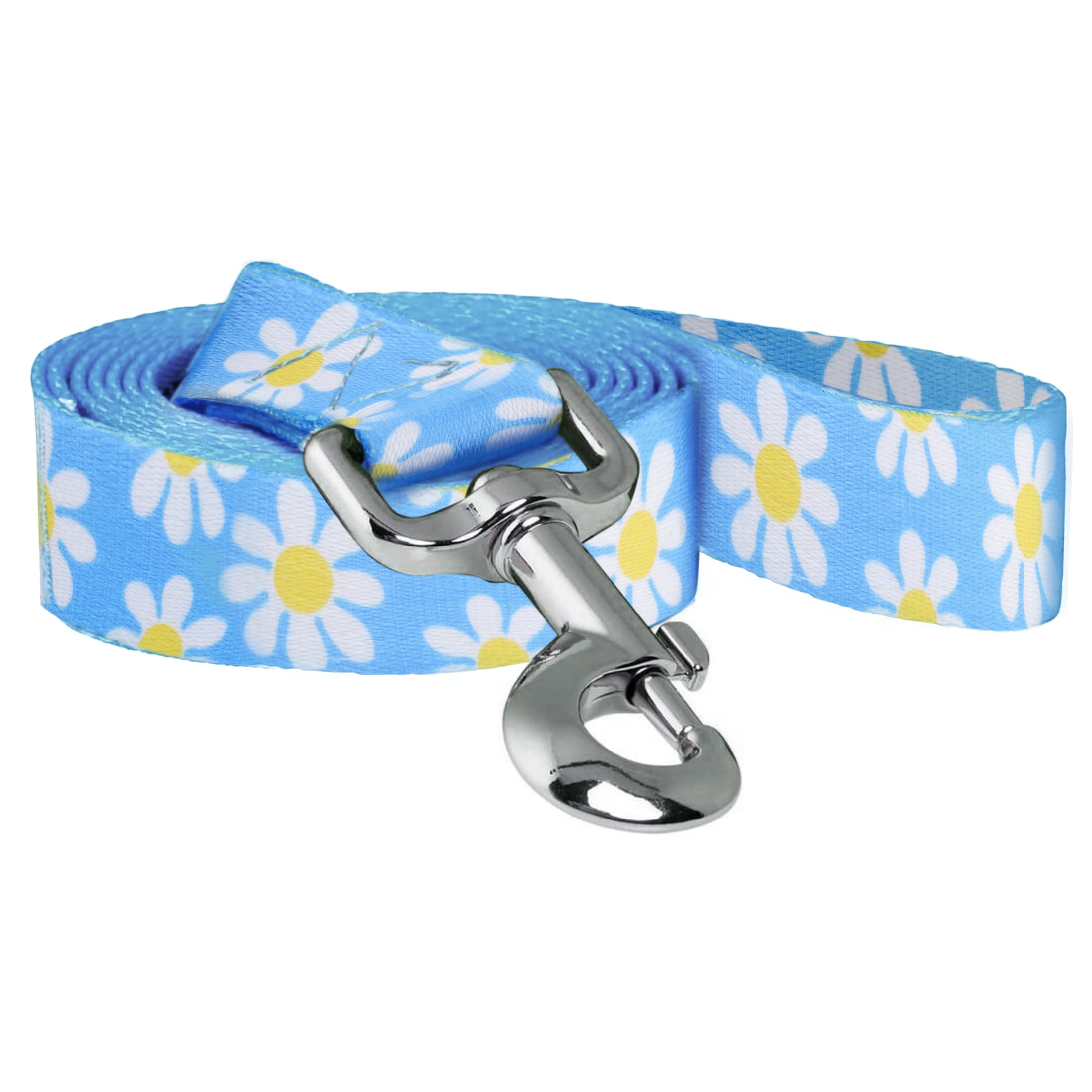 Native Pup Dog Leash, Blue Daisy, Green Flower, Pink Camo, Leopard, Rainbow Pride 5 Ft (Daisy Blue)