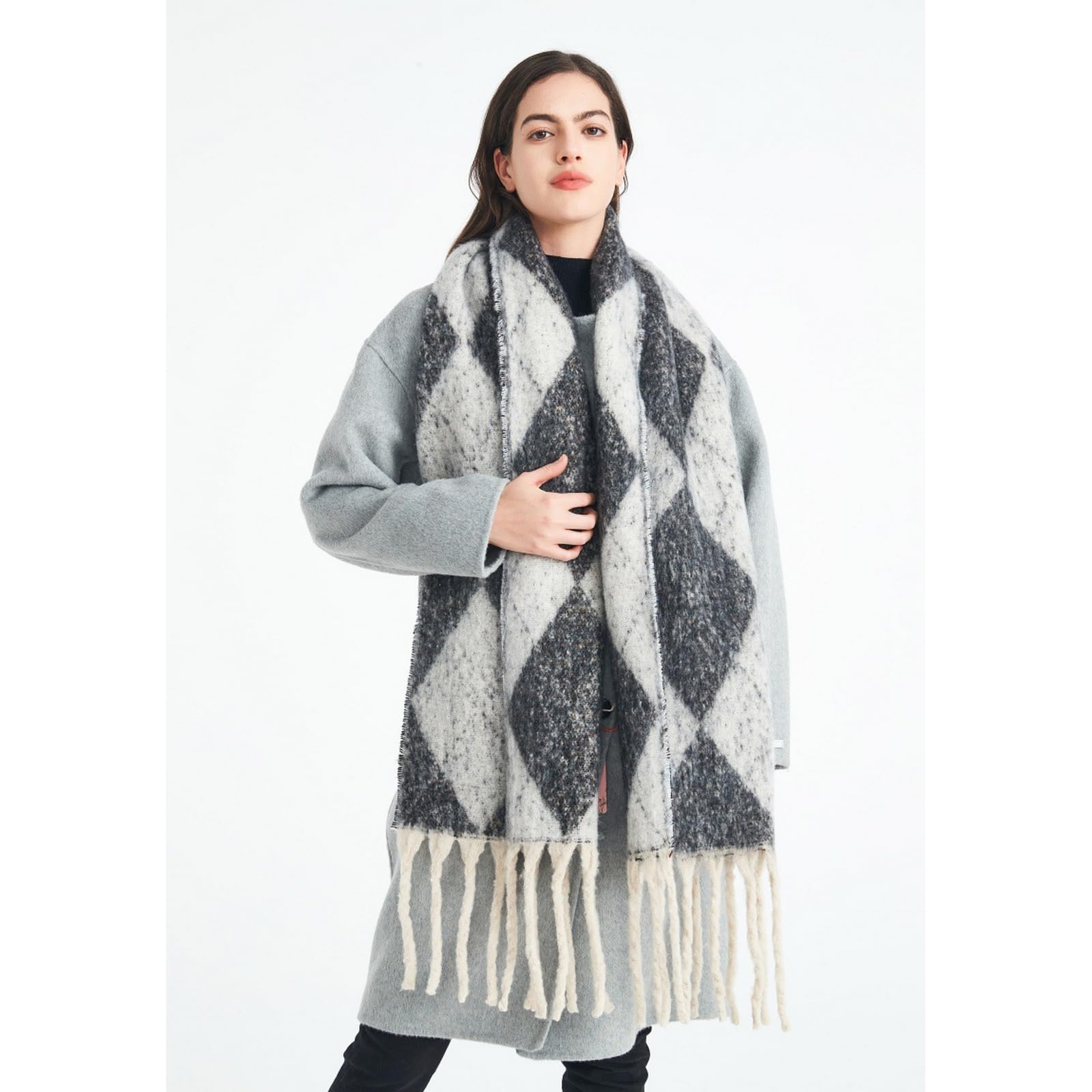 Foulard Donna Scaldacollo Da Caldo E Alla Moda Con Nappa Jacquard Per L'autunno Inverno