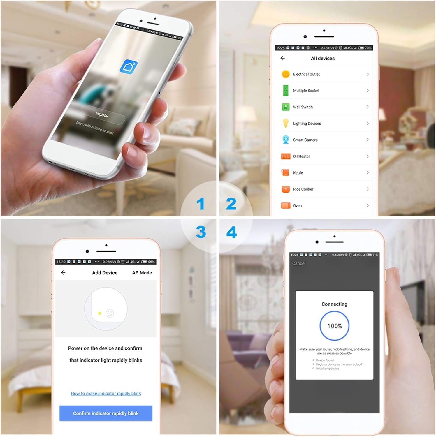 Garosa Smart Plug 15A WiFi Bluetooth Timing Socket Multi Function Conversion Socket Smart Outlet Plug Electrical Outlet Switches