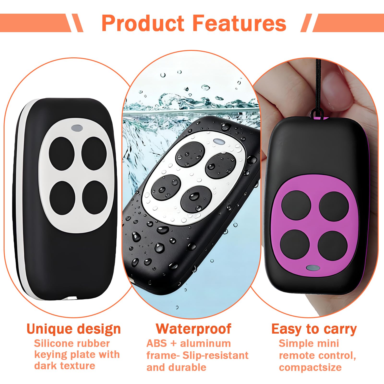 8 Pieza Mando Garaje Universal 433.92 Mhz Duplicador Mando Puerta Garaje Universal Clonar Mando Clonador a Distancia, Abridor de Puerta Código Fijo Autoaprendizaje Con 8 llavero