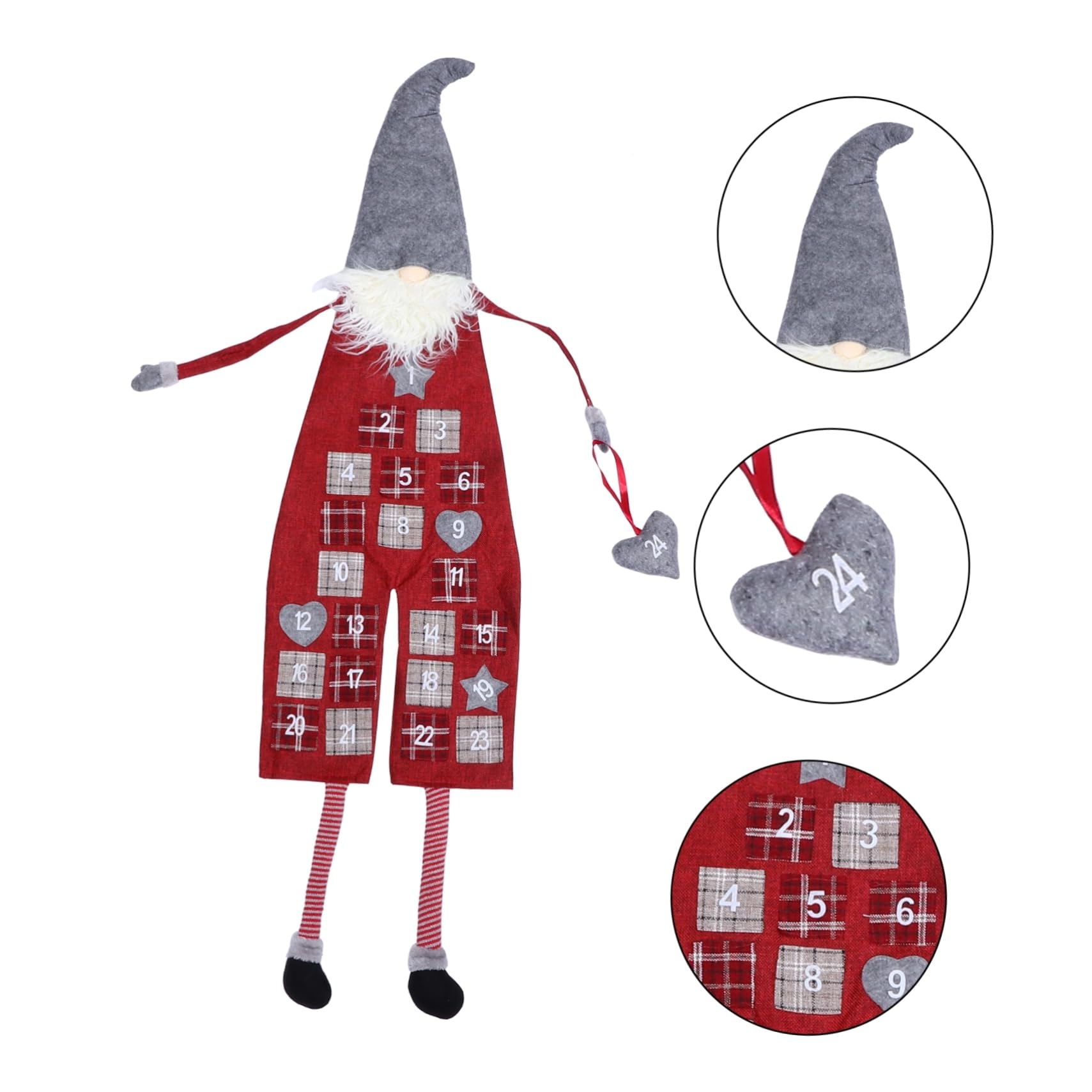 Calendario Avvento Babbo Natale in Lana Artificiale Da Appendere Sacchetti Decorazione Per Natale e Conto Alla Rovescia Adatto Casa e Feste