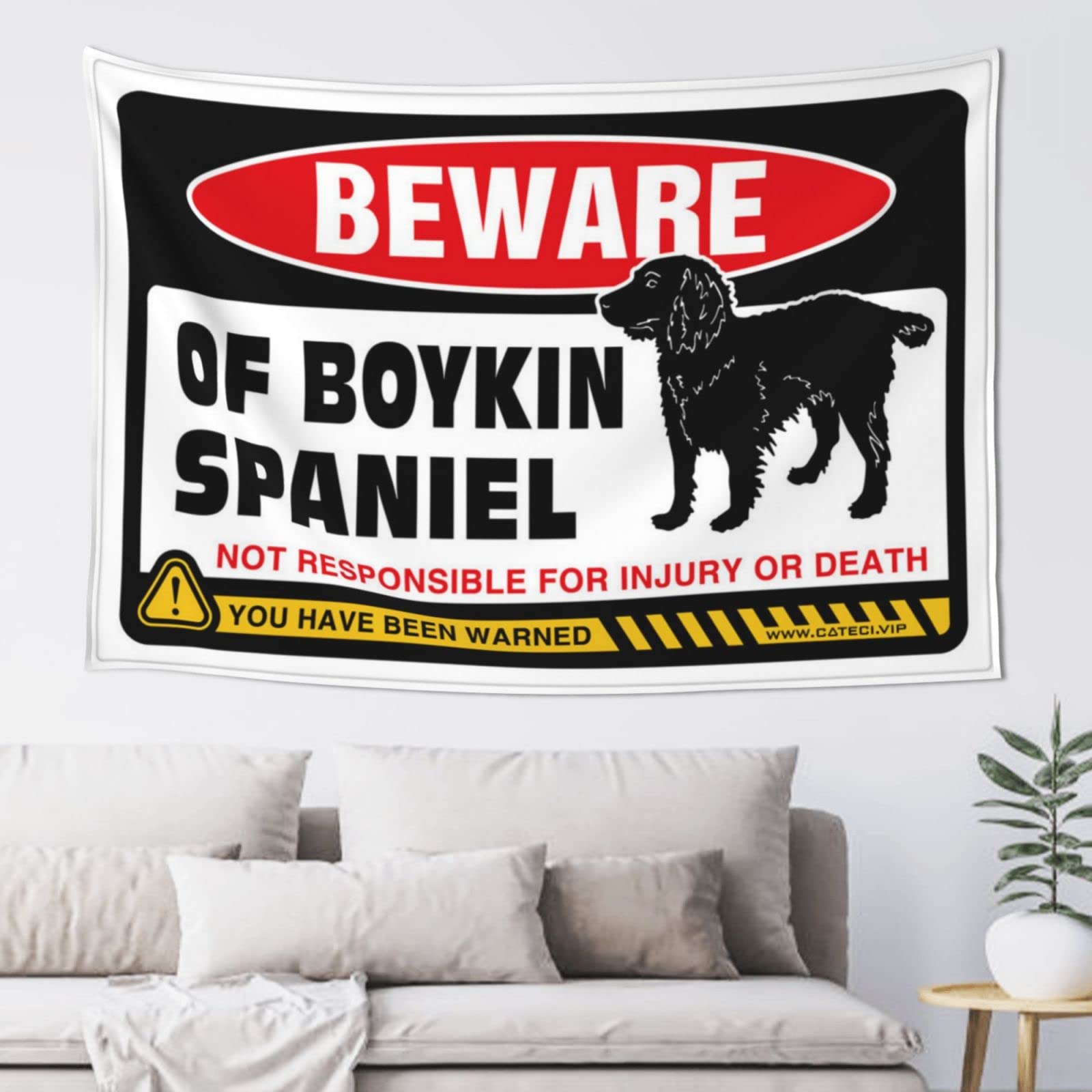 PRAVOXI Tapestry For Bedroom Beware Of Boykin Spaniel Tapestry Astethic Stuff For Room Funny Tapestry(100X150CM)