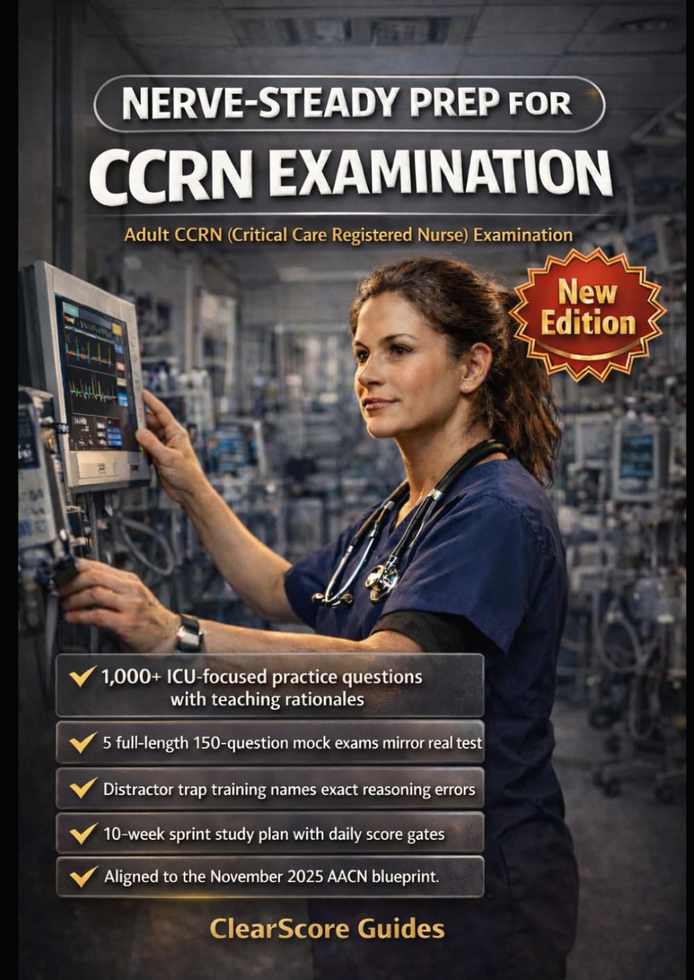 NERVE-STEADY PREP FOR THE ADULT CCRN® EXAMINATION: 1,000+ ICU-Focused Practice Questions with Step-by-Step Rationales, ABG Interpretation and ... and a Structured 10-Week Sprint Study Plan