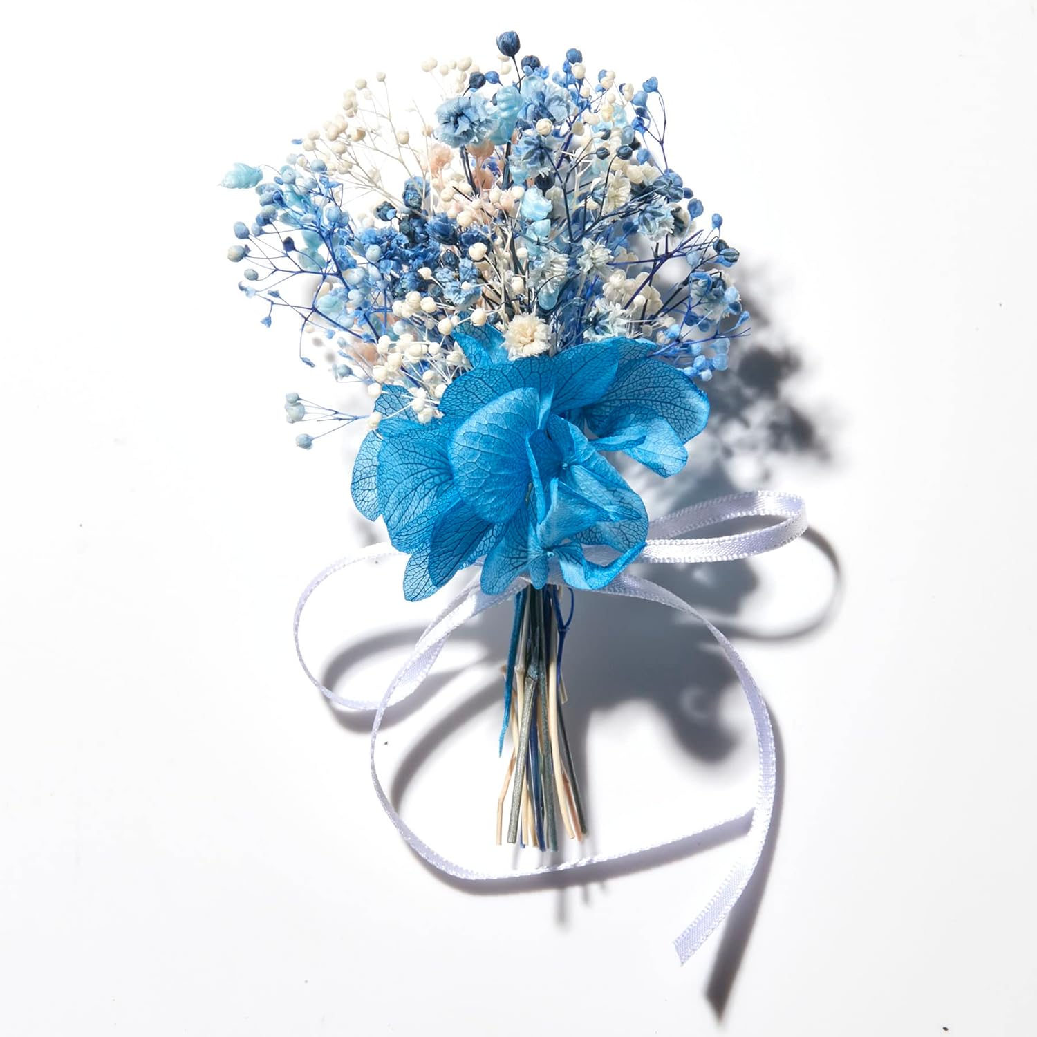 花言葉メッセージ入りブーケBOXミニ (ブルー/カスミソウ) (W75mm × D50mm × H100mm)プリザーブドフラワー 手作り 枯れない花 お手入れ不要 日本製 フラワー ギフト プレゼント 母の日