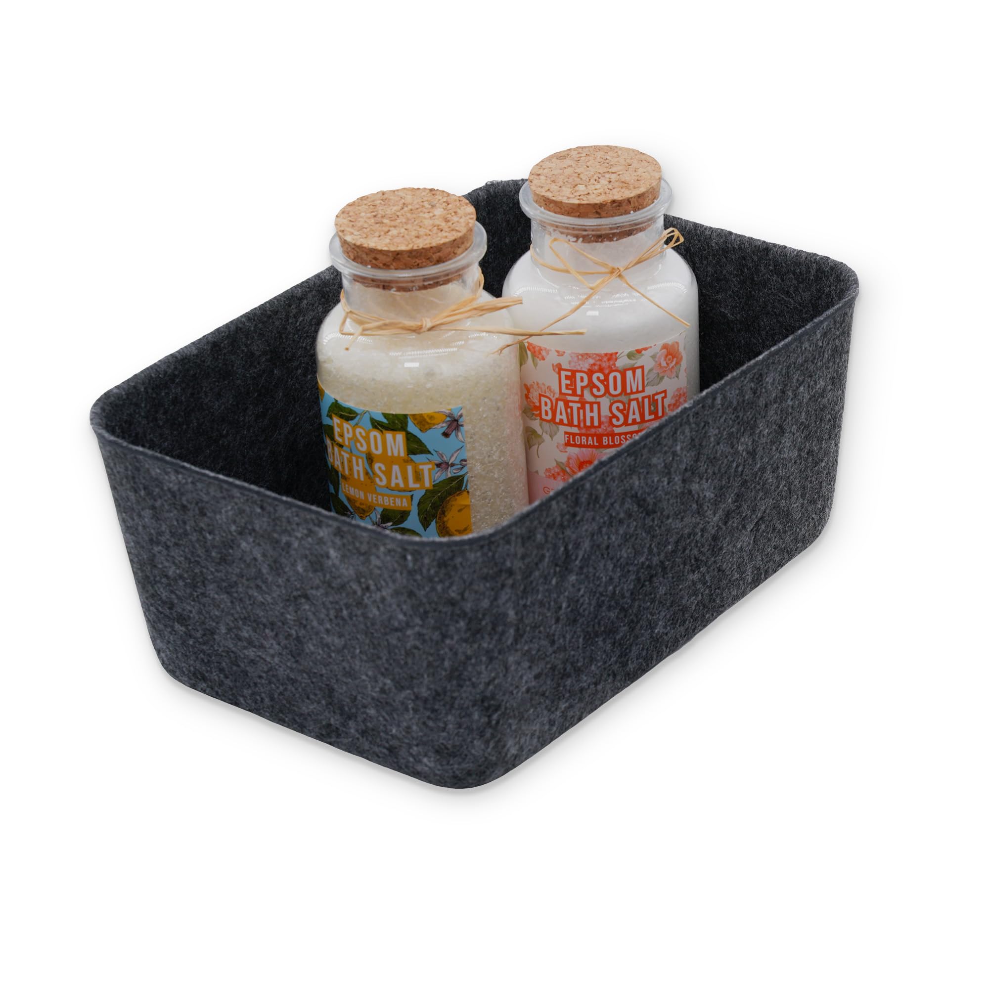 Welaxy Felt deep Storage Bins lidded Drawer Organizer Caddy Charcoal Box