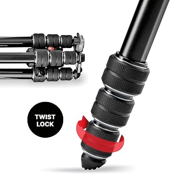 Manfrotto befree Advance Aluminium 4-Section T-Tripod Kit Black 8kg Load Capacity Full Height 150cm Shortened Length 40cm Weight 1.49kg MH494-BH Head MKBFRTA4BK-BH