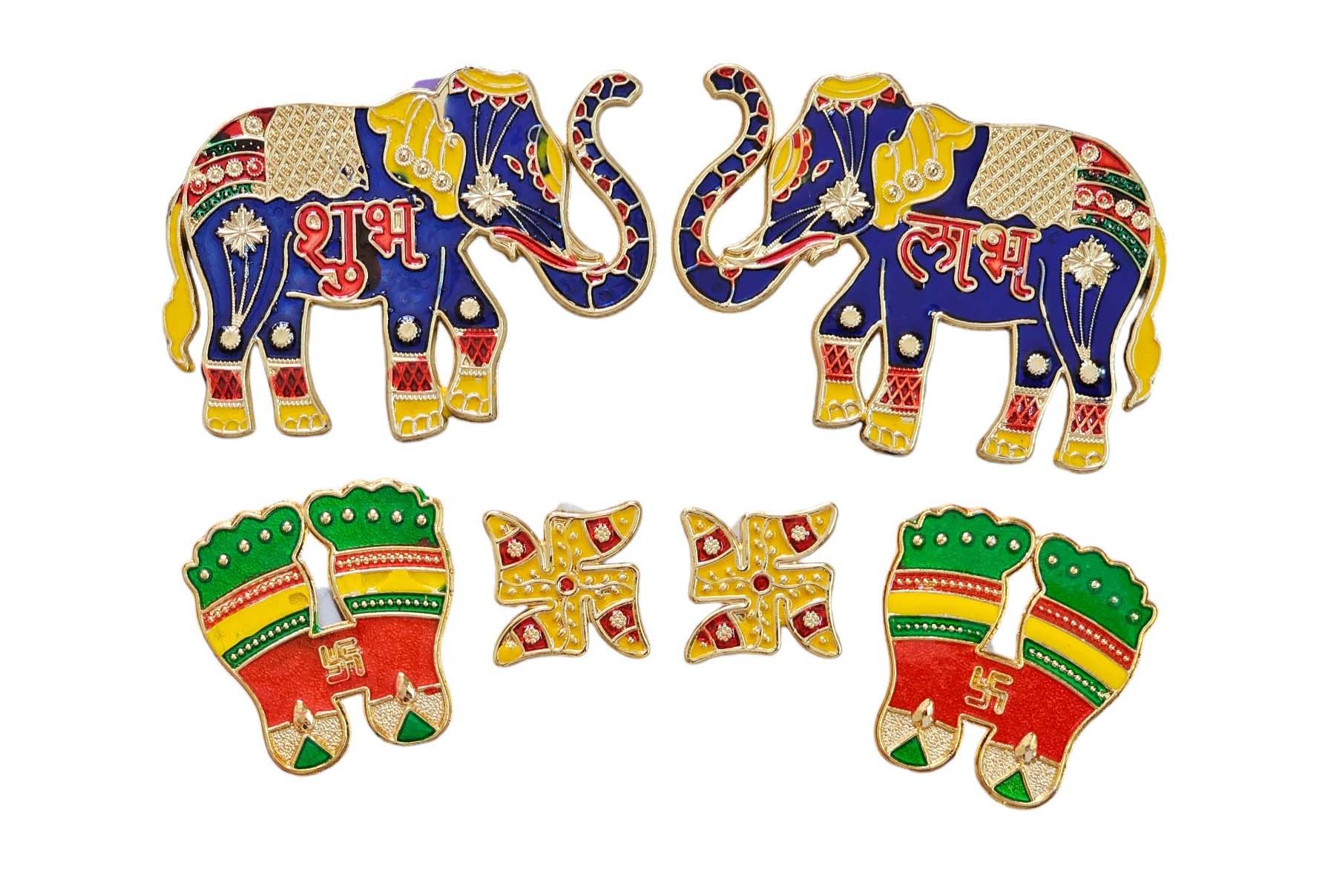 Sovar Acrylic Sticker Shubh Labh in Elephant Design,Lakshmi JI Charan Paduka (2 Pair), Golden Meena Work swastik (2), 3D Acrylic Look, Golden Color Coated Diwali Decoration Items (B0DH8BY3S2) Amazon Price History, Amazon Price Tracker