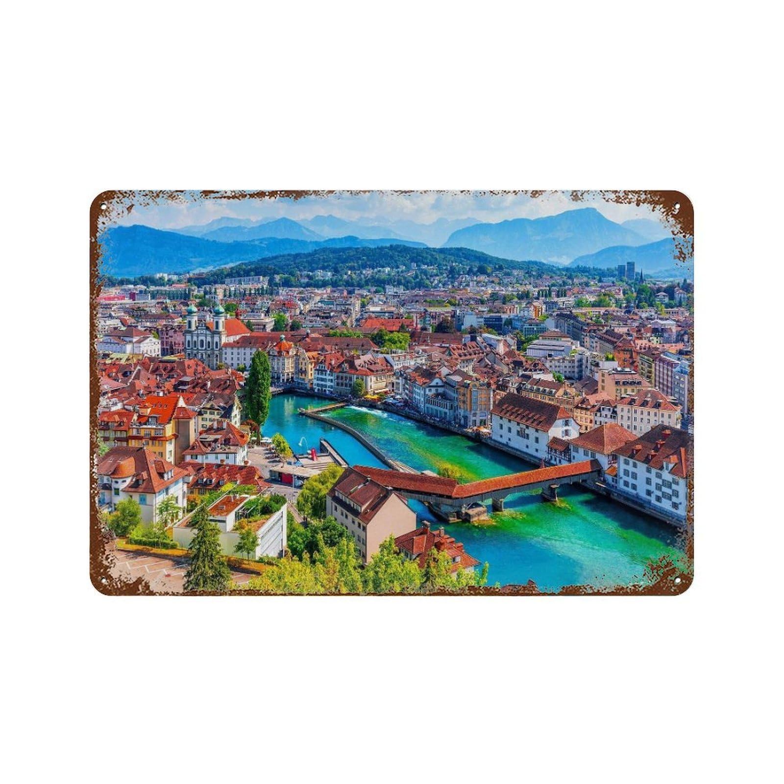 xiaoxiaoshen Real Photo Switzerland Decor Wall Decor Art Metal Tin Poster Modern Home Decor Art Home Bar Shop Decorations Vintage Sign 20x30cm