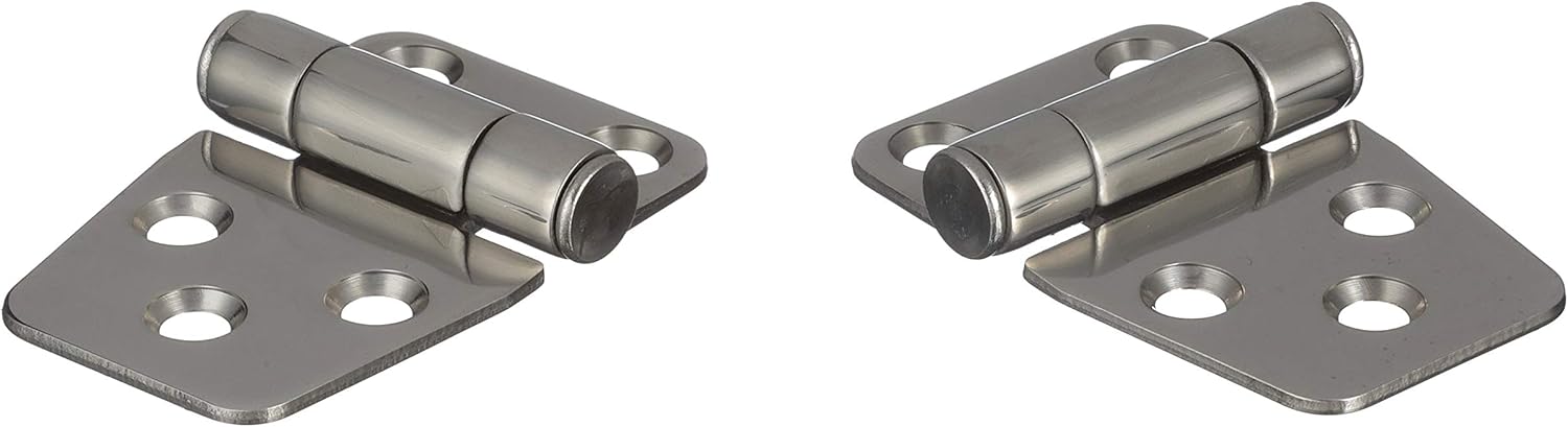 Seachoice Center-Barrel Friction Hinge Pair - Stainless Steel Marine Hinges for Boat Doors, Baitwells & Glove Boxes