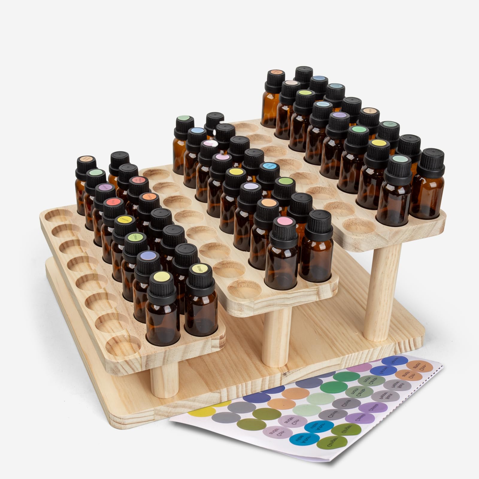 Boîte de rangement en bois 72 emplacements huiles essentielles et vernis
