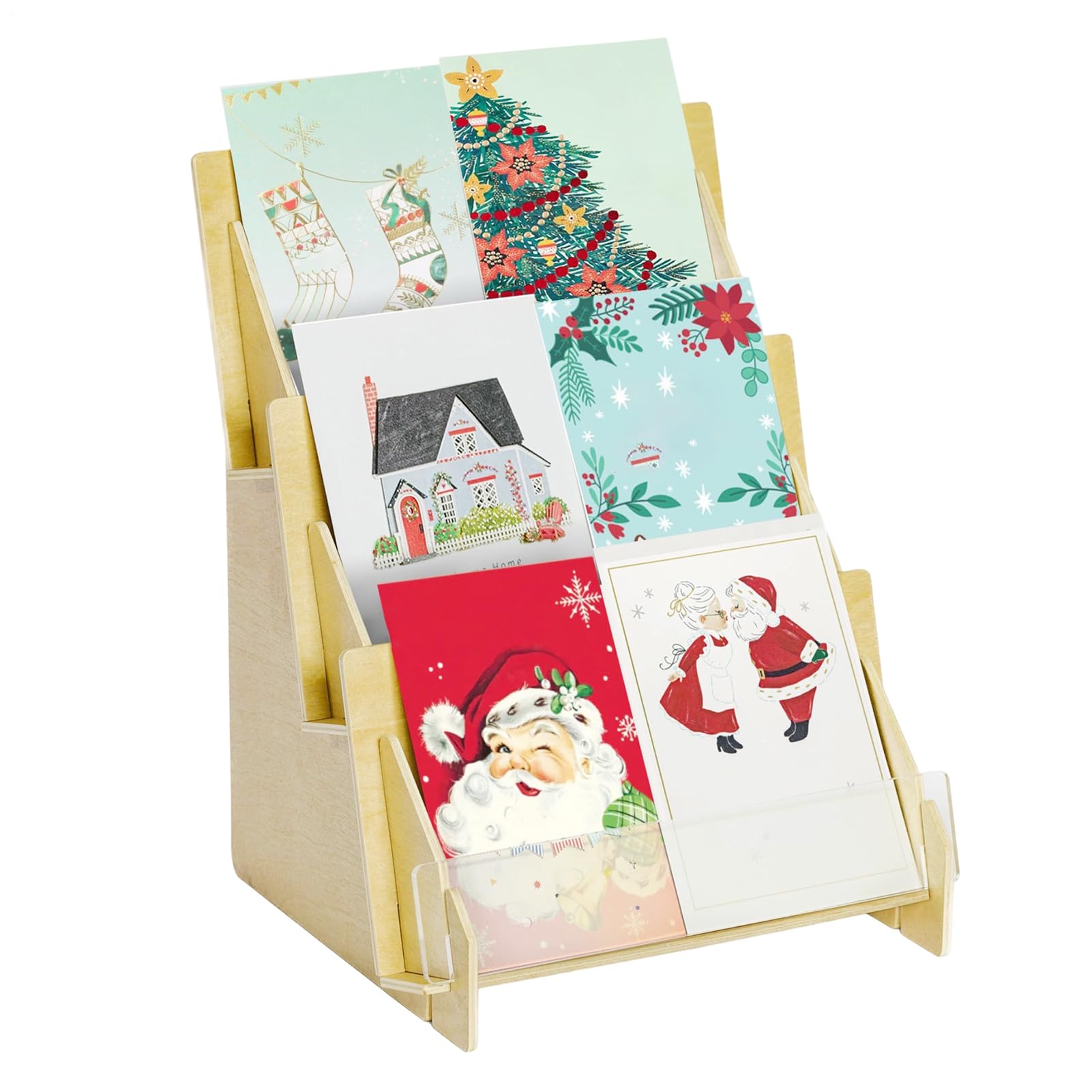 Présentoir pour cartes de vœux de comptoir étagère en bois