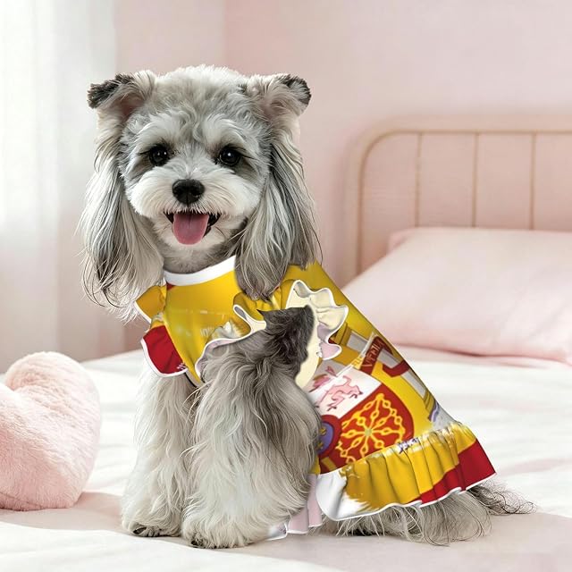 Foto 5 de 6 de Vestido para perros con la bandera de España, ropa para perros, camiseta para cachorrita