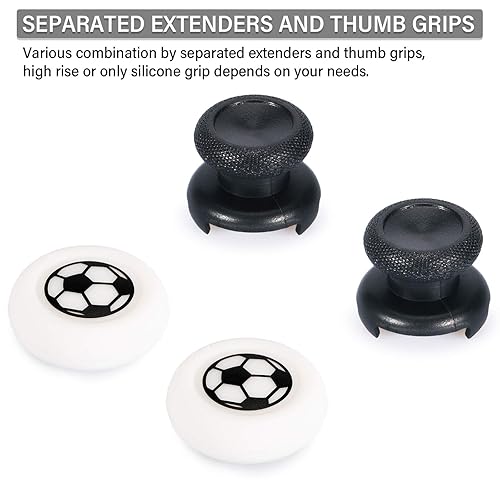 Miniatura 3 de Playrealm FPS Thumbstick Extender & Printing Rubber Silicone Grip Cover 2 Sets for Xbox Series XS & Xbox One Controller(Soccer)