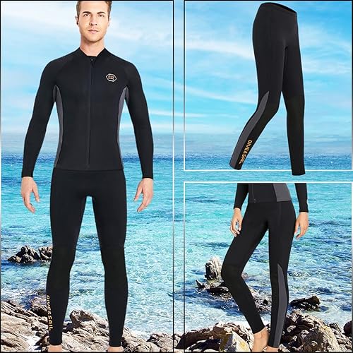 Miniatura 8 de Traje de neopreno superior de 0.079 pulgadas, chaqueta de neopreno para hombres y mujeres, cremallera frontal, manga larga, traje de buceo para