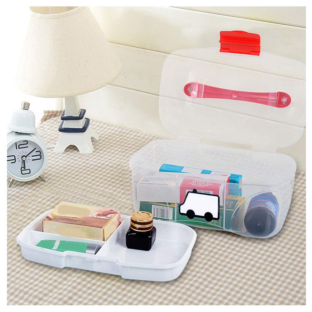 Botiquín de primeros auxilios Caja médica pequeña, Caja de medicamentos, Caja de almacenamiento de medicamentos, Botiquín de primeros auxilios for niños, Mango rojo, Bandeja desmontable, Boti