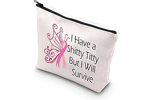 Breast Cancer Awareness Pink Cosmetic Makeup Bag, I Have A Shitty Titty...