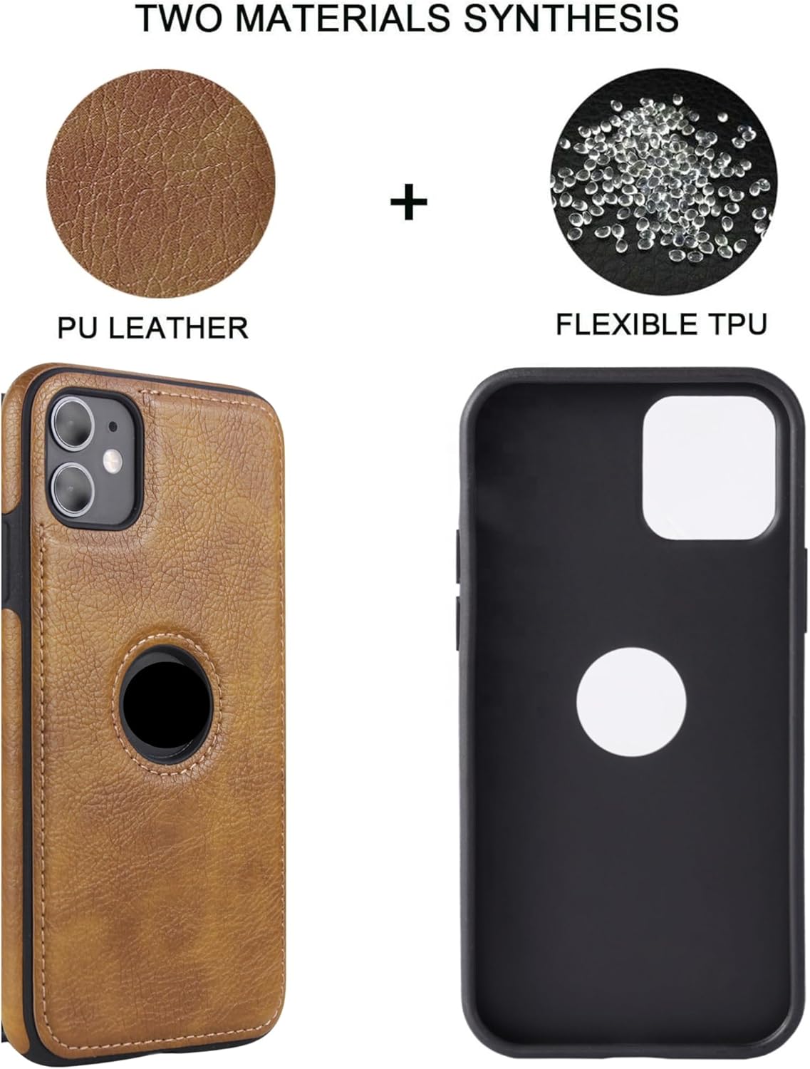 Phone Case for iPhone 16 Plus - Ultra Slim PU Leather Cover Compatible with iPhone 16 Plus, Shockproof Protection, Easy Installation, Vintage Logo Cutout Brown - Image 2