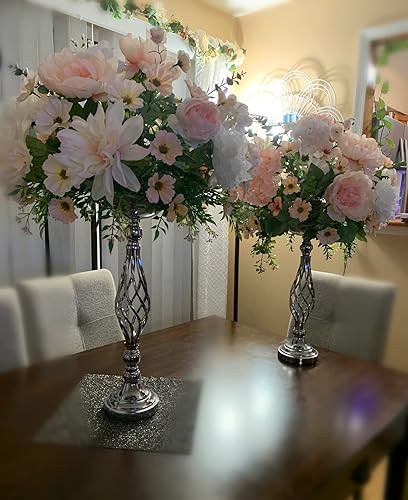 Miniatura 8 de LoveCat Centros de mesa de boda para mesas de recepción, candelabros giratorios, adornos de metal, centros de mesa de boda, escenario en T,