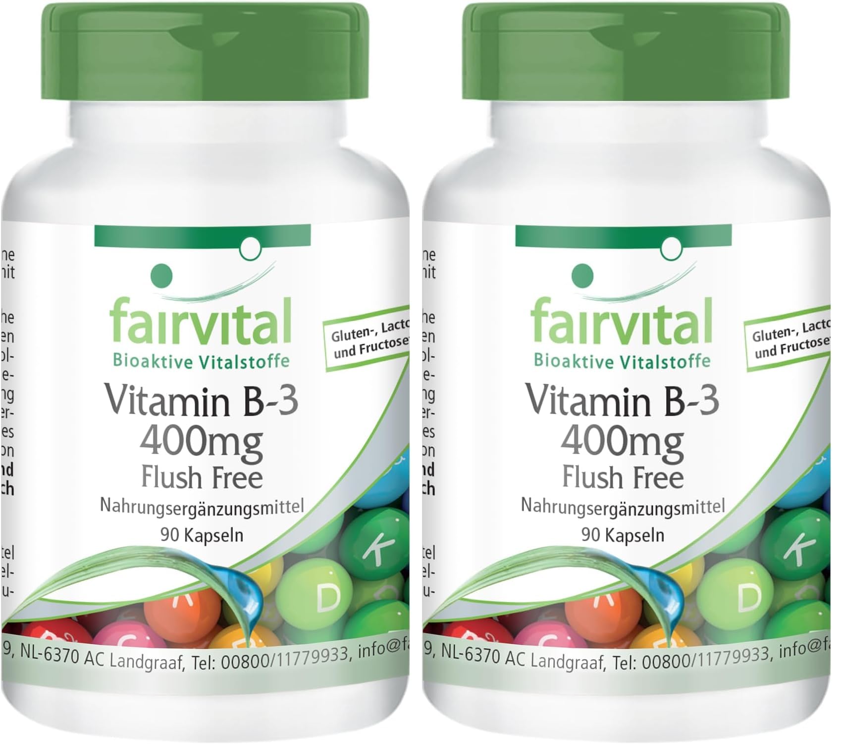 Vitamin B-3 Niacin Flush Free 400 mg 90 Kapseln, vegetarisch (Packung mit 2)